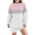 thumbnail image 1 of Ndbuld Women's Fall Winter Casual Dress Women Oversized Sweatshirts Hoodies Crewneck Pullover Top Casual Fall Outfits Preppy Clothes Teen Girls Savings Up to 30% off,Pink,M, 1 of 1