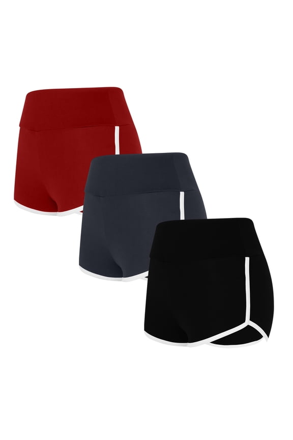 Women's High Waist Spandex Yoga Shorts 3PCS Solid Color Shorts for Women Casual Loose Comfy Elastic Waist Yoga Athletic Short Pants Trendy Beach Shorts Clothes Multicolor XL