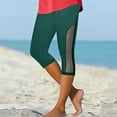 thumbnail image 1 of Ndbuld Women's High Waisted Yoga Capris Women's Summer High Waisted Solid Color Capris Mesh Splicing Slim Fitting Yoga Gym Pants Summer Clearance Green M, 1 of 6