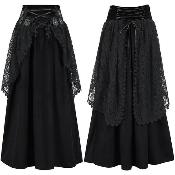 Ndbuld Women's Linen Long Skirt Summer Elasticized High Waist Bohemian Long Skirt Vintage Elasticized High Waist Pleated A-Line Flared Halter Skirt Evergreen,Black,XL
