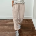 thumbnail image 1 of Ndbuld Women's Loose Pants High Waisted Casual Pants Women'S Spring Solid Color Lace-Up with Cotton And Linen All Straight Leg Casual Pants Holiday Gift Finder Khaki 5XL, 1 of 5