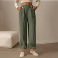 thumbnail image 1 of Ndbuld Women's Loose Pants High Waisted Casual Pants Women Solid Color High Waisted Elastic Waist Work Casual Pants Savings Up to 30% off Green L, 1 of 9