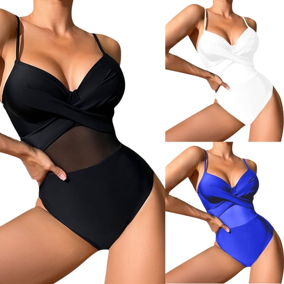 Ndbuld Women's One Piece Swimsuit Halter Ruched Bathing Suits Black L