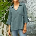 thumbnail image 1 of Ndbuld Women's Tops Dressy Casual V Neck Short Sleeve Buttons Hollow Out Lace Embroidered Blouses Shirts Family Gifts Green XL, 1 of 6