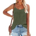 thumbnail image 1 of Ndbuld Womens 2025 Tank Tops Casual Crewneck Sleeveless T Shirts Summer Women Solid Color Round Neck Sleeveless Casual Tee Tops Tank Early Access Deals Army Green 2XL, 1 of 7