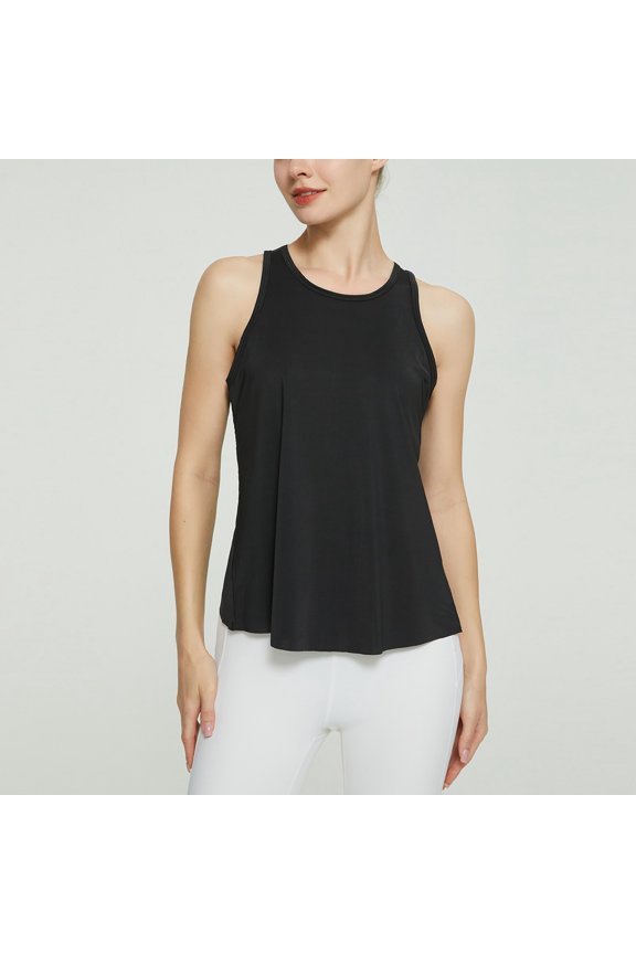 Womens 2025 Tank Tops Casual Crewneck Sleeveless T Shirts Women's 2025 Summer Outdoor Sports Tops Loose Racer Tops Fitness Wear Yoga Sportswear Black XL