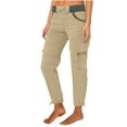 thumbnail image 1 of Ndbuld Womens Cargo Pants with Pockets Fashion Casual Solid Color High Waist Cargo Pants A-Line Loose Wide Leg Pocket Quick Drying Long Pants Sales Today Clearance,XL,Khaki, 1 of 6
