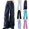 thumbnail image 1 of Ndbuld Womens Cargo Pants with Pockets Mid-waist Pocket Overalls Casual Pants In Spring and Summer Great Gifts for Less,M,Dark Gray, 1 of 1
