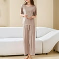 thumbnail image 1 of Ndbuld Womens Cotton Pajama Sets Short Sleeve Top With Capri Pants 2 piece sets for Women Summer Pajamas Lounge Set Yellow XL, 1 of 5