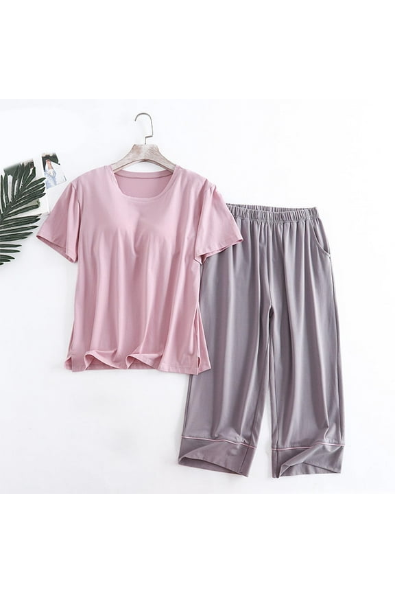 Womens Fashion 2 Piece Outfits Short Sleeve Tops Set Matching Shorts Loungewear Tracksuit Lounge Sets Pink 2XL
