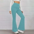 thumbnail image 1 of Womens Leggins Yoga Legging Women Solid Color Tight Fitting Hip Shaping Flared Pants Yoga Pants Blue 2XL, 1 of 6