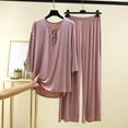 thumbnail image 1 of Ndbuld Womens Pajamas Set Long Sleeve Sleepwear Button Down Nightwear Soft Cotton Pj Lounge Sets Pink L, 1 of 5