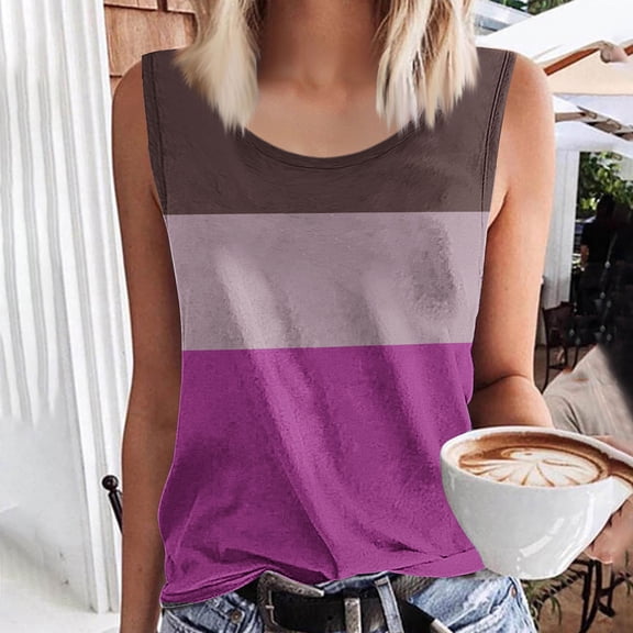 Ndbuld Womens Plus Size Tank Tops Summer Sleeveless Henley T-Shirts Tops Casual Button Down Tunics Shirts,S-5XL Up to 65% off Hot Pink XL