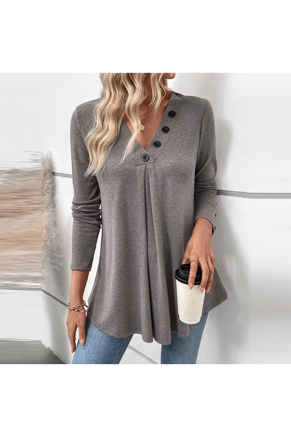 Womens Shirts Sweatshirts for Women Crewneck Casual Long Sleeve Shirts Tunic Tops Gray M