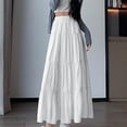 thumbnail image 1 of Ndbuld Womens Skirt Boho Elastic High Waist Ankle High Waisted A-Line Long Maxi Skirt Women's High Waisted A-line Elastic Solid Color Cake Skirt on Clearance,White,S, 1 of 3
