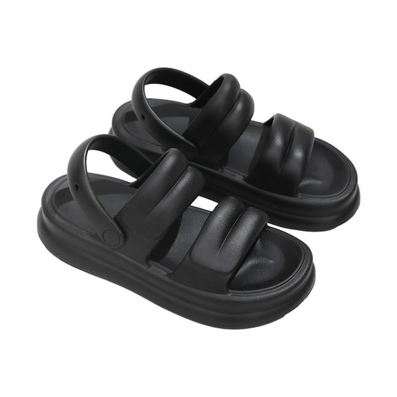 Ndbuld Womens Slides Sandals Soft Thick Sole Non-Slip Pillow Sandals Sandals Summer Leisure Beach Holiday Sandals Shoes Height Quality New Outdoor Non-slip Comfortable Casual Sneakers Black