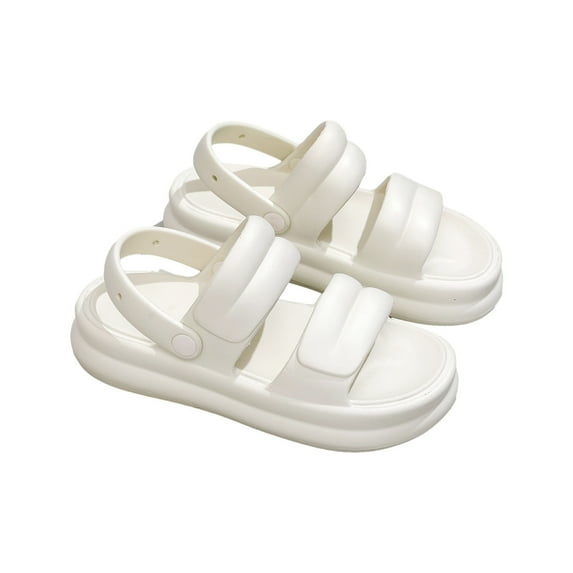 Ndbuld Womens Slides Sandals Soft Thick Sole Non-Slip Pillow Sandals Sandals Summer Leisure Beach Holiday Sandals Shoes Height Quality New Outdoor Non-slip Comfortable Casual Sneakers White