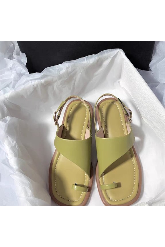 Womens Slip On Flip Flops Ring Toe Strappy Summer Gladiator Flat Sandals Slippers for Women Summer Women Slippers Flip Flops Flat Lightweight Solid Color Casual Style