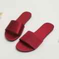 thumbnail image 1 of Ndbuld Womens Slip On Flip Flops Ring Toe Strappy Summer Gladiator Flat Sandals Women's Home SlippersSatin Casual Fashion Indoor Breathable Flat Sandals Slippers Red, 1 of 4