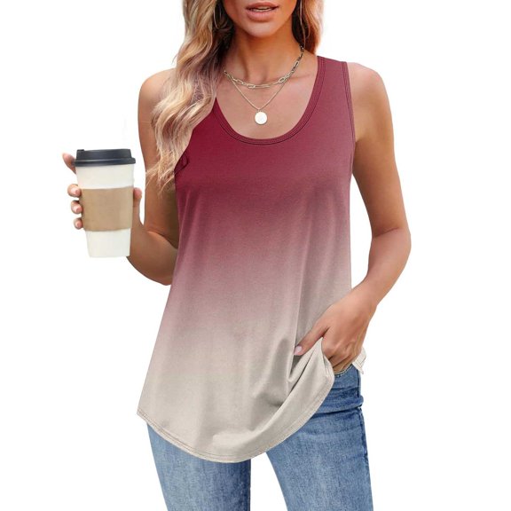 Womens Summer Tank Tops Beach Vacation Fashion Outfits Clothes Crewneck Loose Fit Casual Spring Sleeveless Shirts,S-3XL Multicolor XL