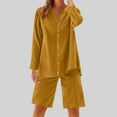 thumbnail image 1 of Ndbuld Womens Summer Tops 2025 Fashion Cotton Linen Short Sleeve Shirts V Neck Casual Loose Fit Button Tunic Blouses Outfits Clearance Sales Online Deals Gold 2XL, 1 of 9