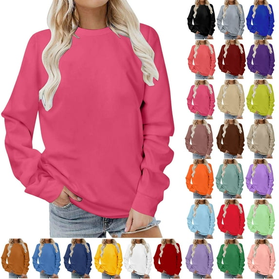 Ndbuld Womens Tops Long Sleeve Shirts Casual Fall Tops Lightweight Pullover C Pink 4XL