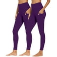 thumbnail image 1 of Ndbuld Yoga Pant High Waist Yoga Pants 2PCS Women Workout Out Pocket Leggings Fitness Sports Running Yoga Athletic Pants Deals of The Day Lightning Deals Purple S, 1 of 1