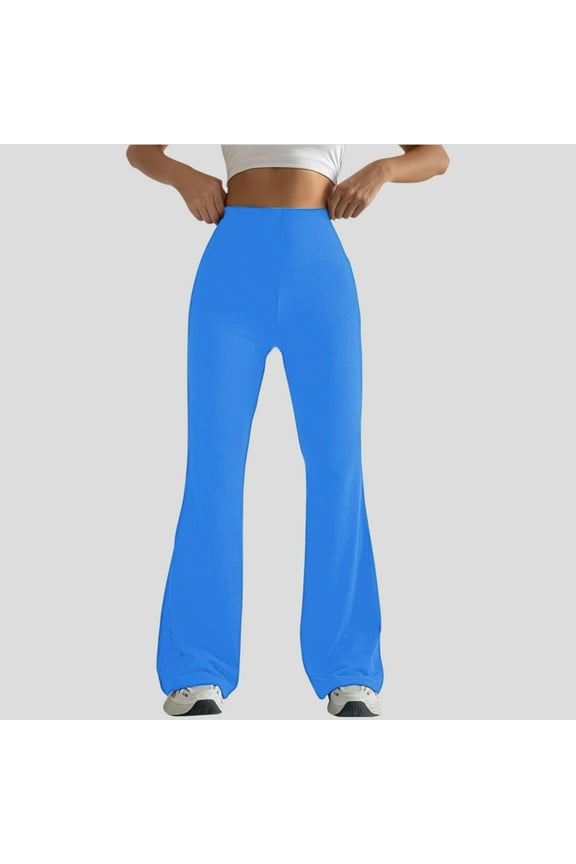 Yoga Pants Pants for Women Women Solid Color Tight Fitting Hip Shaping Flared Pants Yoga Pants Blue M