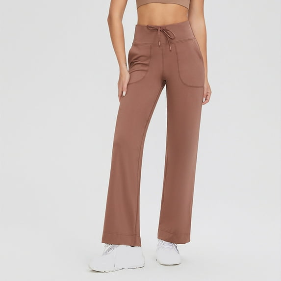 Ndbuld Yoga Pants Wide Leg Pant Women's Long Solid Color Hip Lift Fitness High Waist Elastic Exercise Yoga Pants