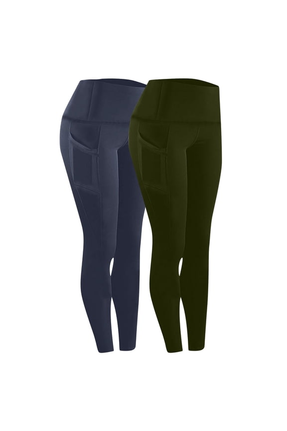 Yoga Pants Women Black Leggings Women 2PCS Women Workout Out Pocket Leggings Fitness Sports Running Yoga Athletic Pants Clearance Under $5 Green S