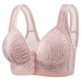 thumbnail image 1 of Ndbuld Large Size Women's Bra Woman's Stripe Print Front Buckle Elastic Style Medium Sized Bra Without Steel Rim,Pink,36/80, 1 of 2