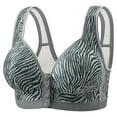 thumbnail image 1 of Ndbuld Large Size Women's Bra Woman's Stripe Print Front Buckle Elastic Style Medium Sized Bra Without Steel Rim,Silver,38/85, 1 of 2