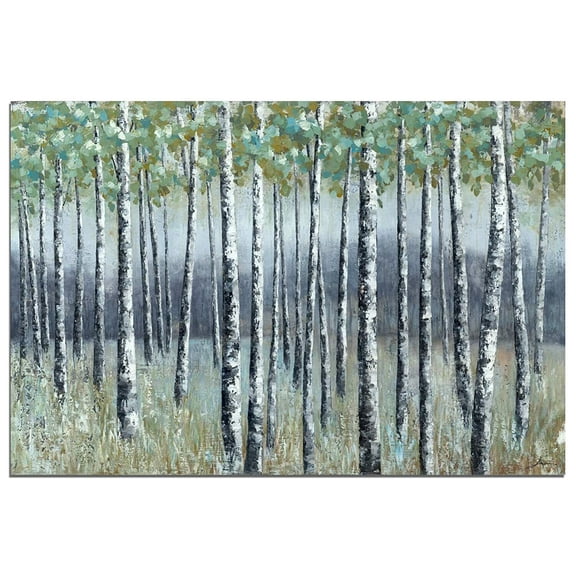NdcSkyArt Birch Tree Wall Art for Living Room Bedroom Decor, Green Leaves 28x40