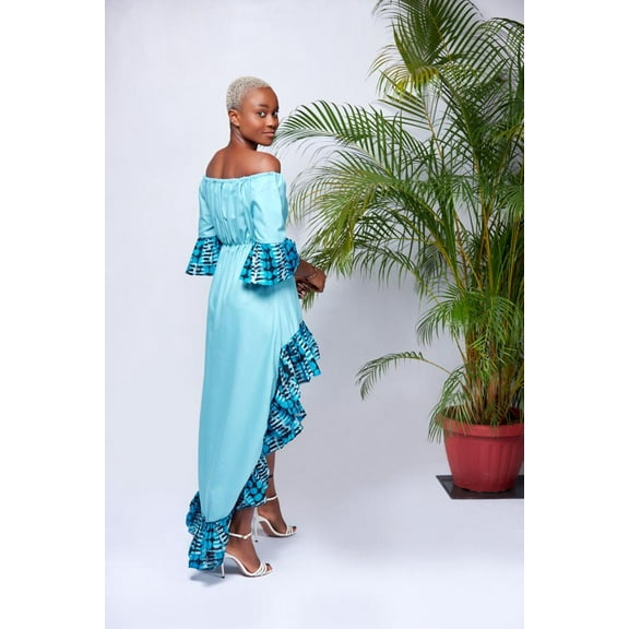 Ndera Off Shoulder Ruffle Mid Sleeve Dress