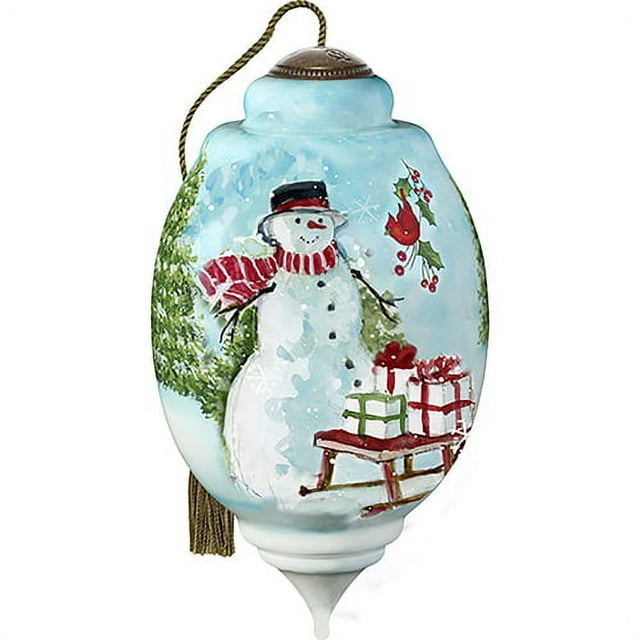 Ne'Qwa Limited Edition Wintery House and Snowman in Woods Ornament #7201103