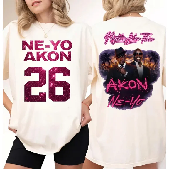 Ne Yo Akon 2026 T-Shirt, Nights Like This Tour, R&B Concert Graphic Tee
