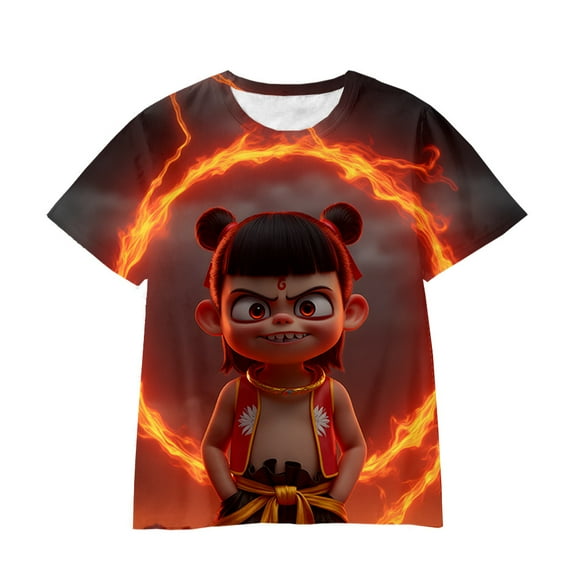 Ne Zha2 Motongnaohai Film 2025 Movie Ancient Chinese Mythology Gods Protection Deity Adult child Short T-Shirt 3D printing top