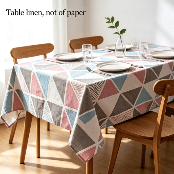 NeKynez 48"x 80" Rectangle Geometric Triangle Tablecloth, Polyester Table Cover Wrinkle Free Washable for Kitchen Dining Picnic