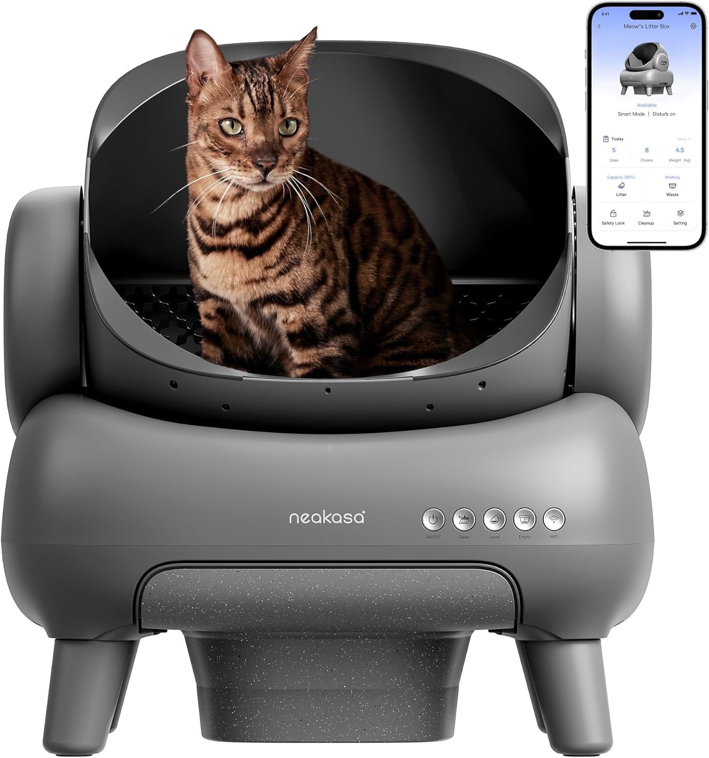 Neakasa M1 Open-Top Self-Cleaning Cat Litter Boxes, Automatic 7.17L Cat Litter Box with APP Control, Odor-Free Waste Disposal Includes Trash Bags