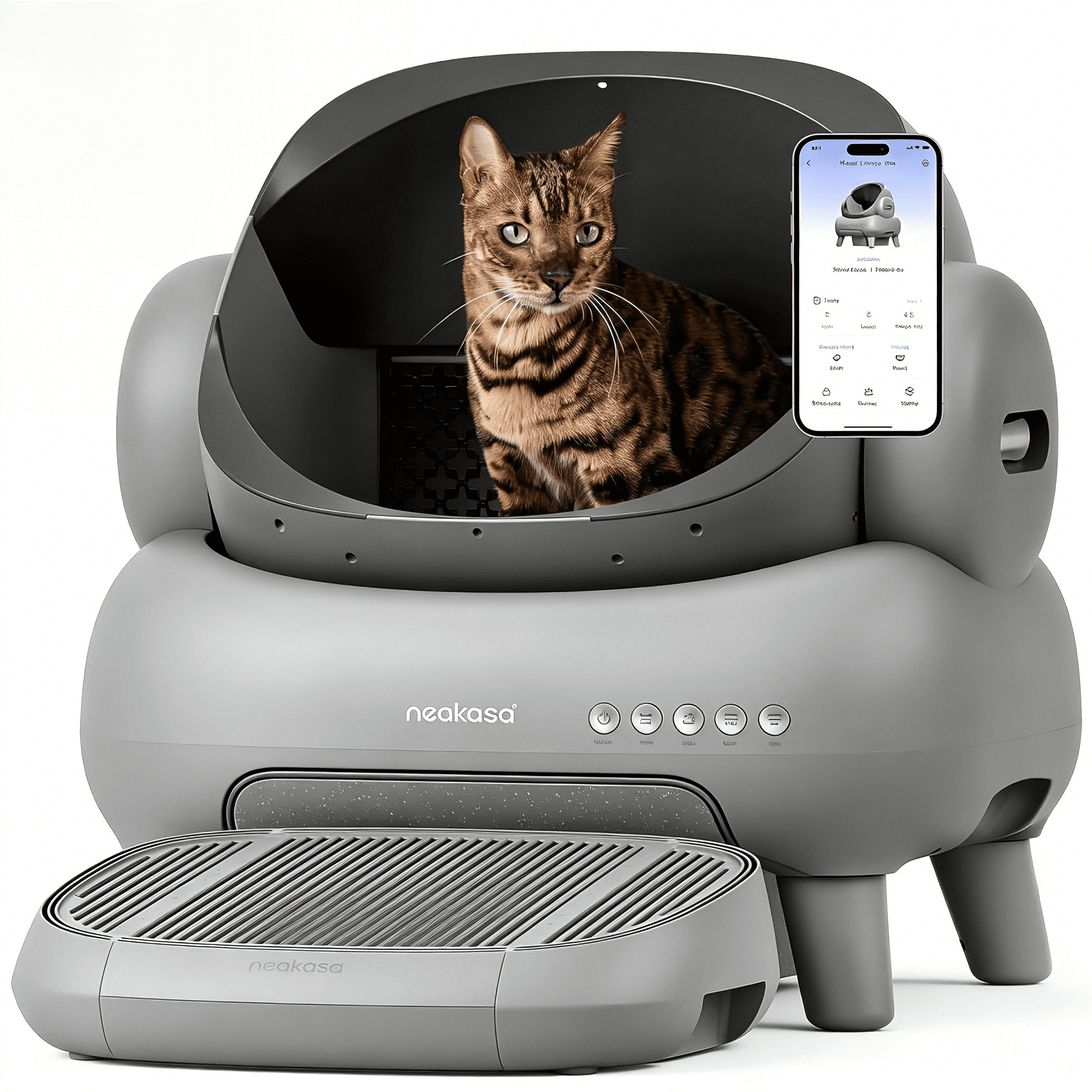 Neakasa M1 Plus Self-Cleaning Litter Box & Step Stool Bundle Odor-Free Automatic Waste Disposal with Sensor, Easy Clean Tray, Includes Trash Bags for Cats