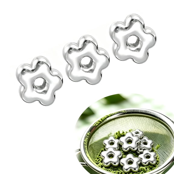 Nealison 3pcs Matcha Sieve Flower-Shaped Fine Mesh Strainer Matcha Sifter Beads Stainless Steel for Tea Ceremony Kitchen Barista Smooth Clump-Free Powder