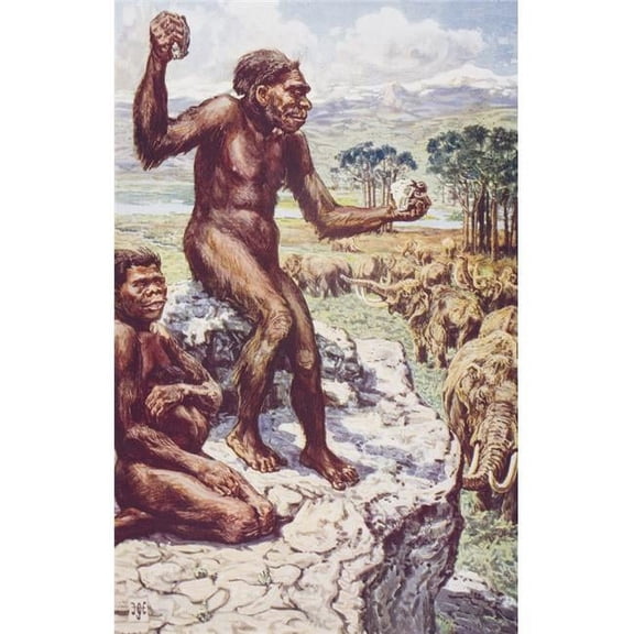 Neanderthal Mankind by HHJohnston From The Book The Outline of History Volume 1 by HGWells Published 1920 Poster Print, 11 x 18