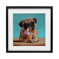 Neapawlitan Ice Cream & Dog Black Framed Print Under Glass, design by Lucia Heffernan