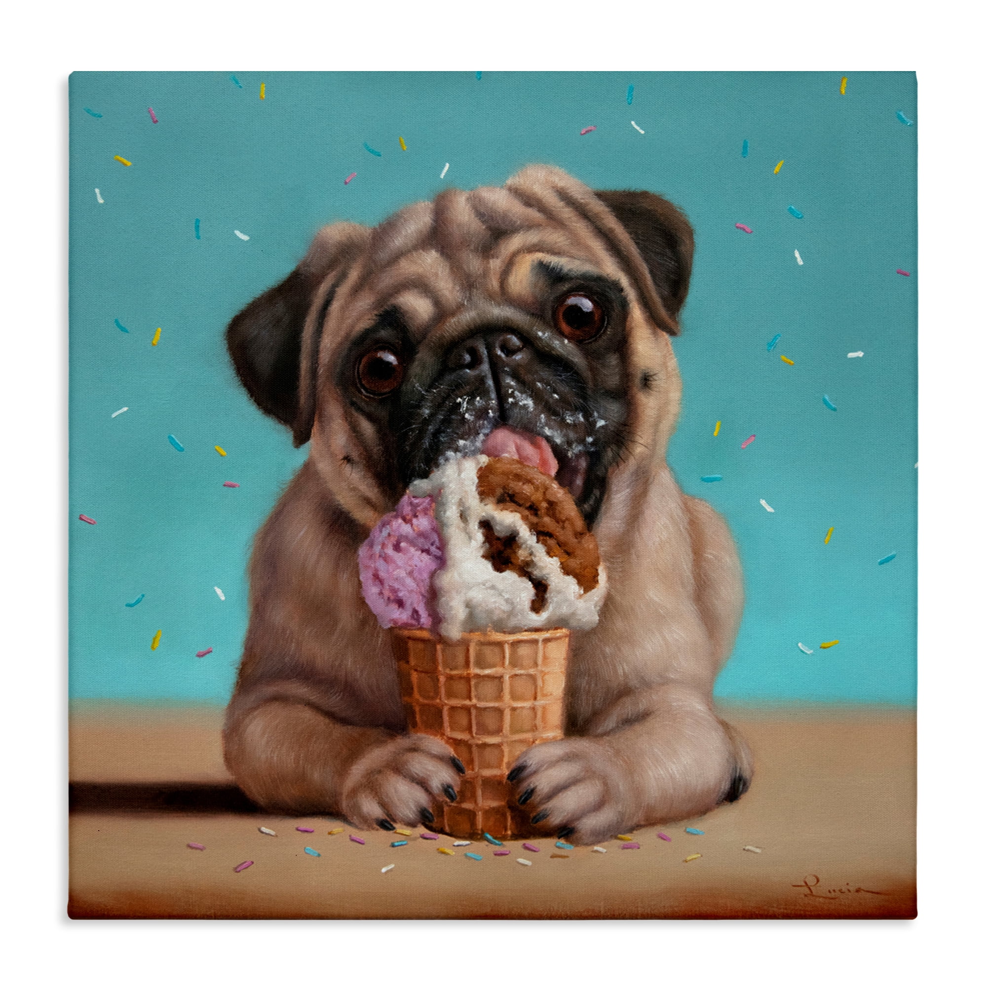 Neapawlitan Ice Cream & Dog Canvas Wall Art, design by Lucia Heffernan