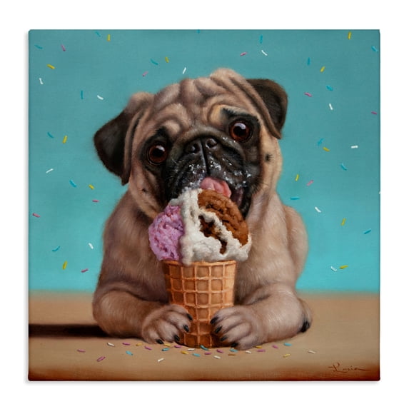 Neapawlitan Ice Cream & Dog Canvas Wall Art, design by Lucia Heffernan