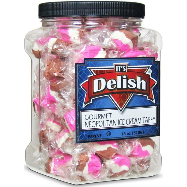 Neapolitan Ice Cream Taffy Chews by It's Delish, 18 Oz Jumbo Container