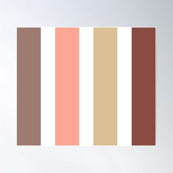 Neapolitan Icecream Retro Stripes: Maroon, Dusky Pink, Desert Yellow, White Poster Wall Art, Modern Wall Decor For Living Room Bedroom, 8x12 UNFRAMED