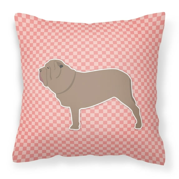 Neapolitan Mastiff Checkerboard Pink Fabric Decorative Pillow