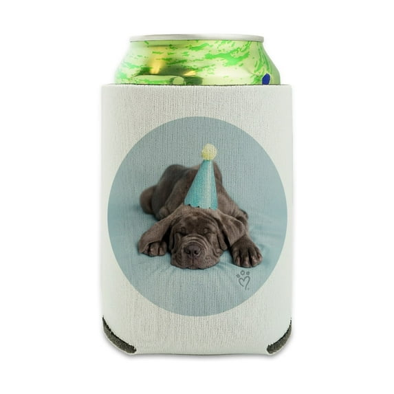 Neapolitan Mastiff Dog Puppy Blue Birthday Party Hat Can Cooler - Drink Sleeve Hugger Collapsible Insulator - Beverage Insulated Holder