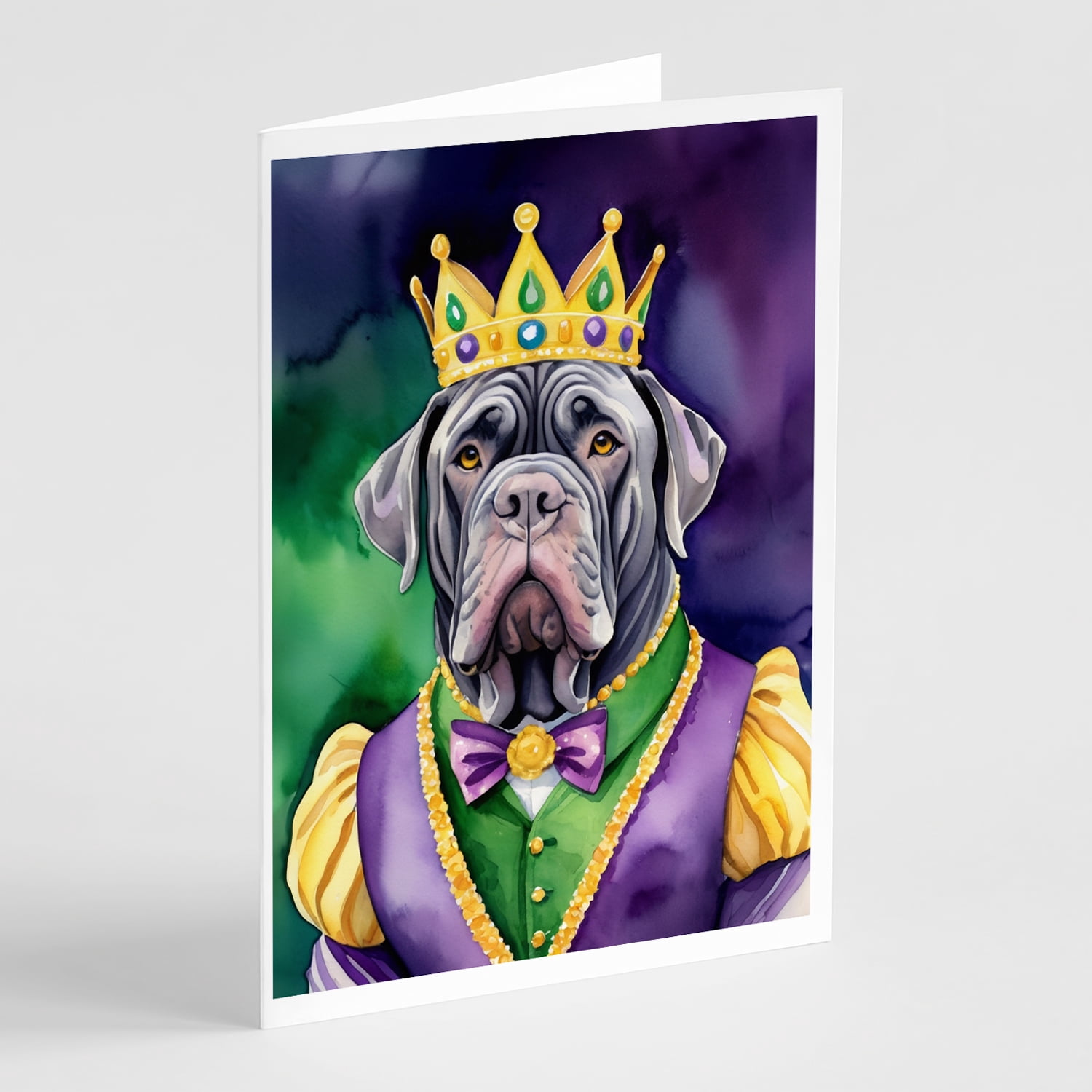 Neapolitan Mastiff King of Mardi Gras Greeting Cards Pack of 8 7 in x 5 in